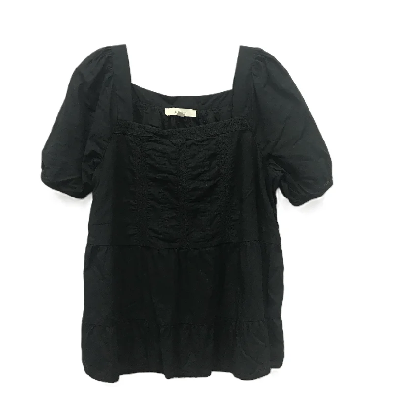 Black Top Short Sleeve By Loft, Size: L