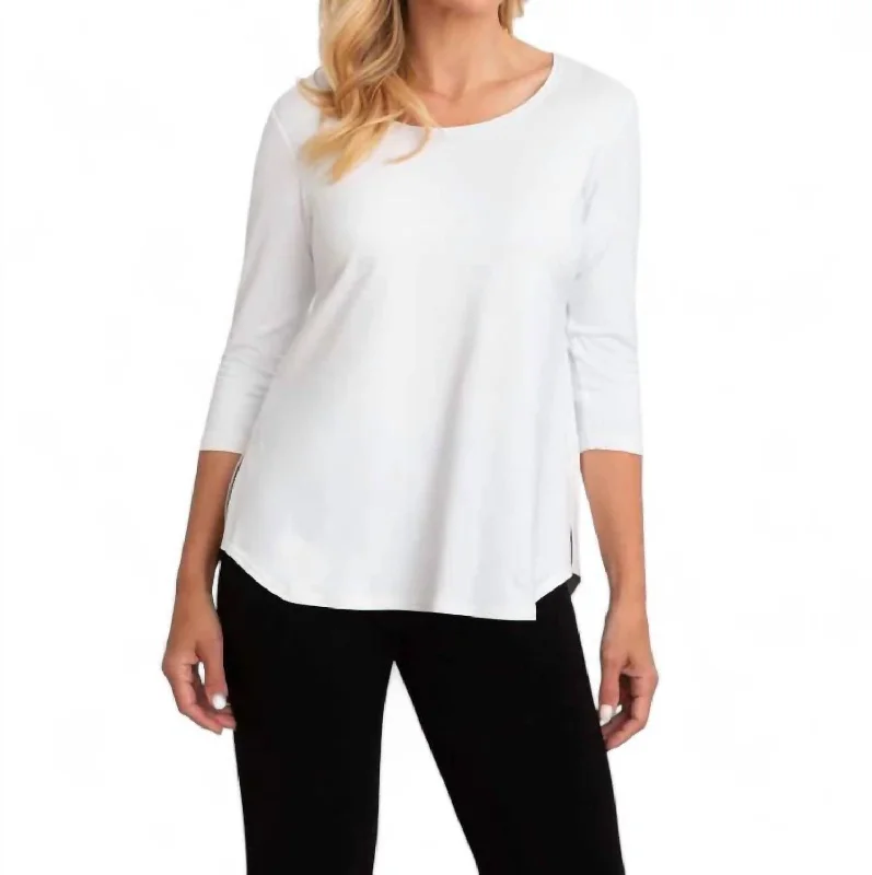 Go To Classic Relax 3/4 Sleeve Top In Ivory