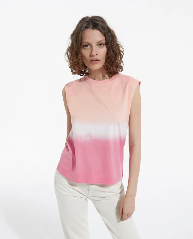 Gradient Pink And White Cotton T-shirt