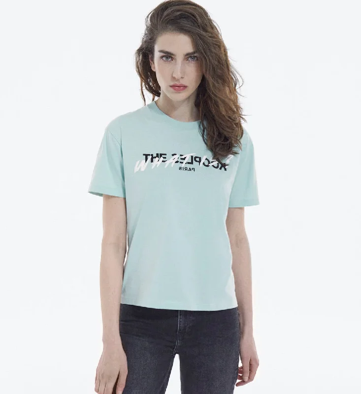 Light Green Cotton T-shirt With Inverted Logo