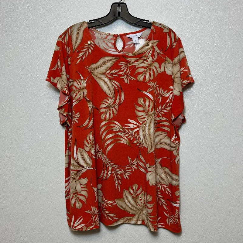 Terracotta Top Short Sleeve Liz Claiborne O, Size 1x