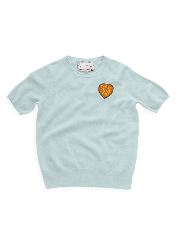 Women's I Think I Love You Short Sleeve Crewneck Top In Seafoam