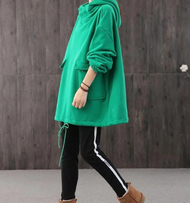 Hooded Loose Blouse Spring Tunic Casual Women Shirts Cotton Tops WG961707