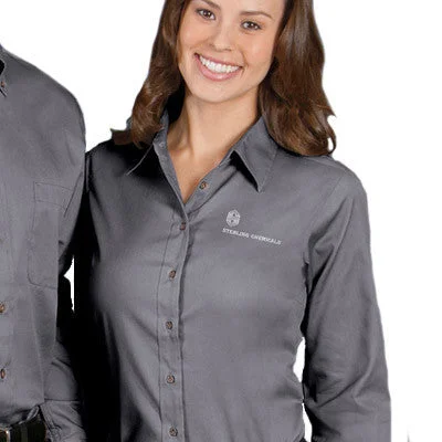 Harriton Ladies Long-Sleeve Twill Shirt With Stain-Release