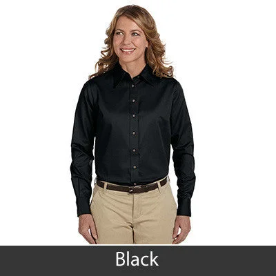 Harriton Ladies Long-Sleeve Twill Shirt With Stain-Release