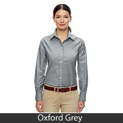 Harriton Ladies Long-Sleeve Oxford with Stain-Release