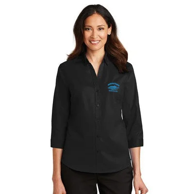 Port Authority Ladies SuperPro Twill 3/4 Sleeve Shirt