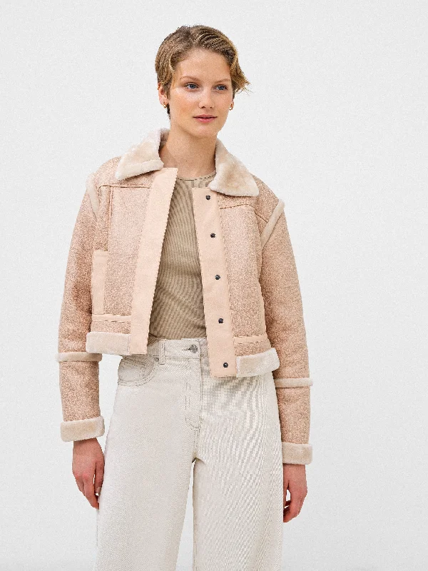 Belen Faux Fur Cropped Moto Jacket