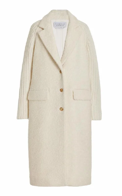 Charles Coat in Ivory Cashmere Boucle