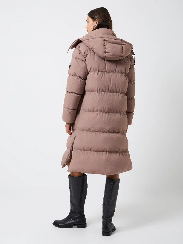 Coralie Funnel Neck Longline Hooded Puffer Coat