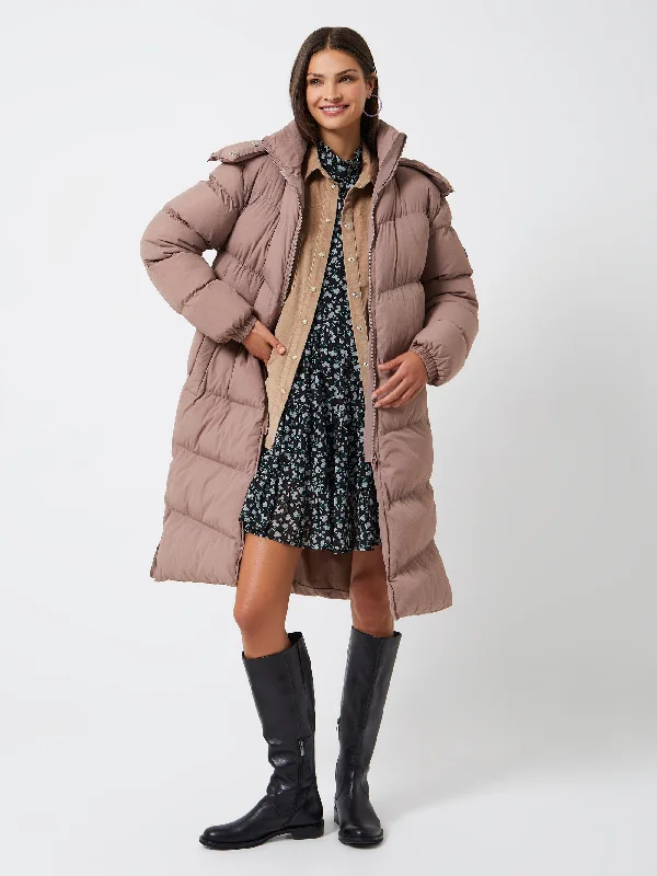 Coralie Funnel Neck Longline Hooded Puffer Coat