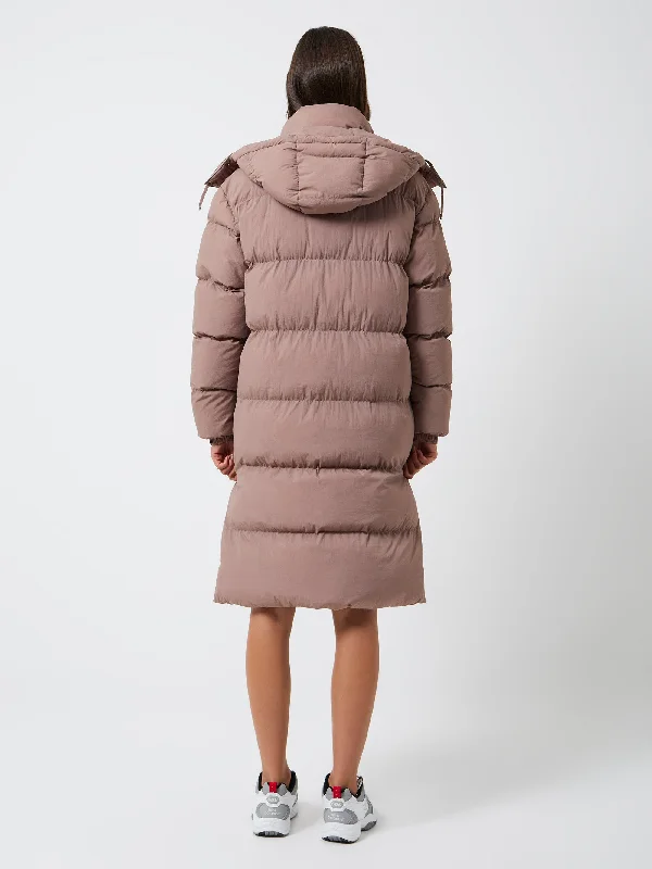 Coralie Funnel Neck Longline Hooded Puffer Coat