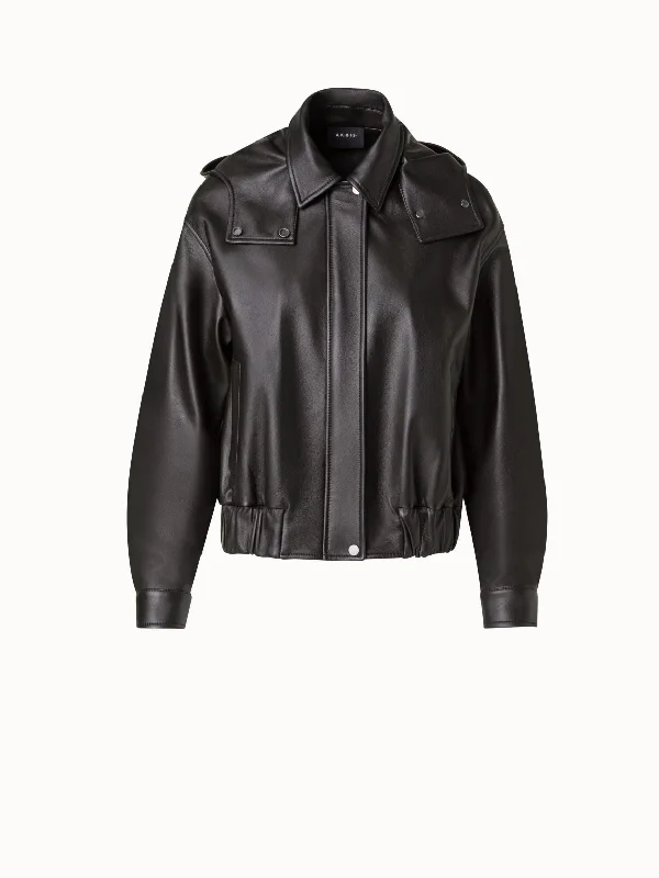 Hooded Bomber Leather Jacket