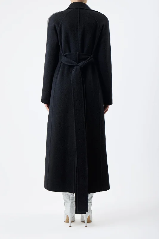 Lachlan Trench Coat in Black Double-Face Recycled Cashmere