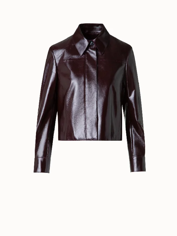 Short Leather Jacket in Lacquer Leather