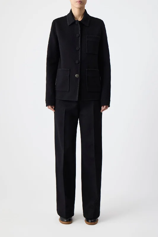 Ulu Chore Jacket in Black Double-Face Recycled Cashmere