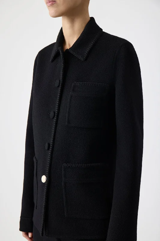 Ulu Chore Jacket in Black Double-Face Recycled Cashmere