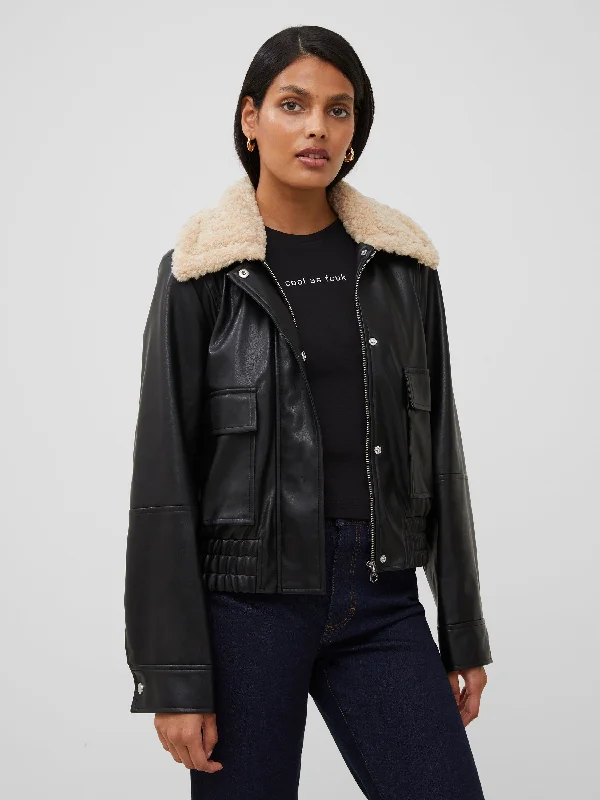 Vegan Leather Aviator Jacket