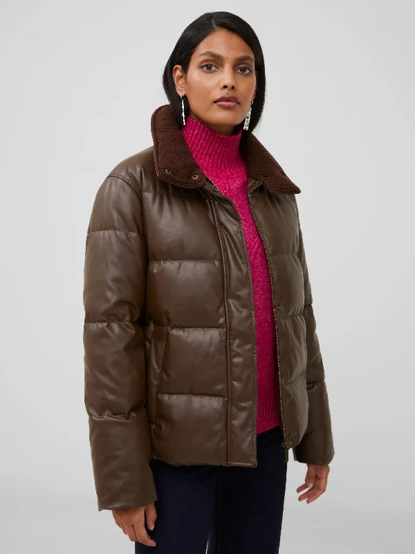 Vegan Leather Puffer Coat