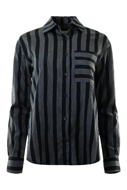 A Shirt Thing Ondine Striped Blouse in Navy