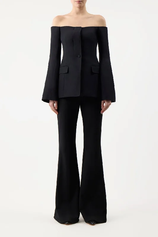 Ambrose Jacket in Black Wool Silk Cady