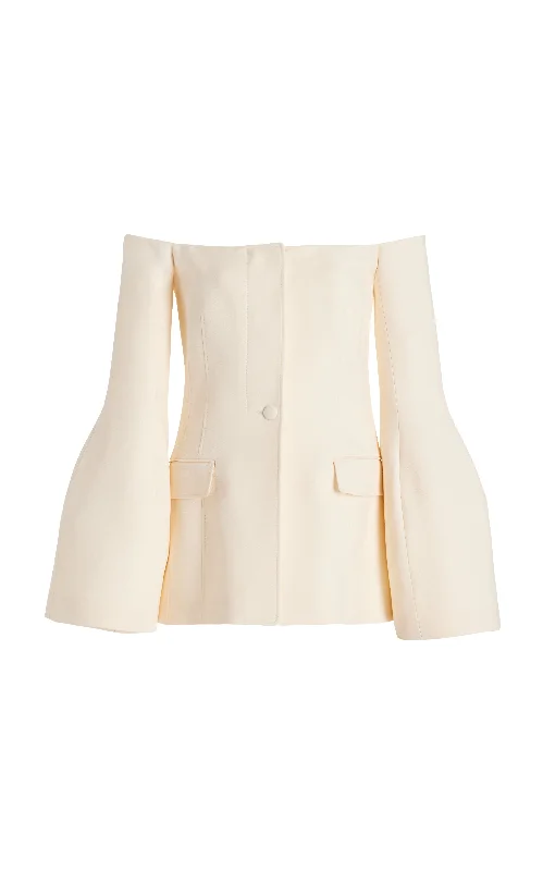 Ambrose Jacket in Ivory Wool Silk Cady