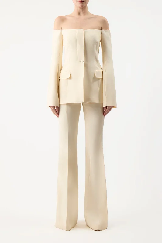 Ambrose Jacket in Ivory Wool Silk Cady