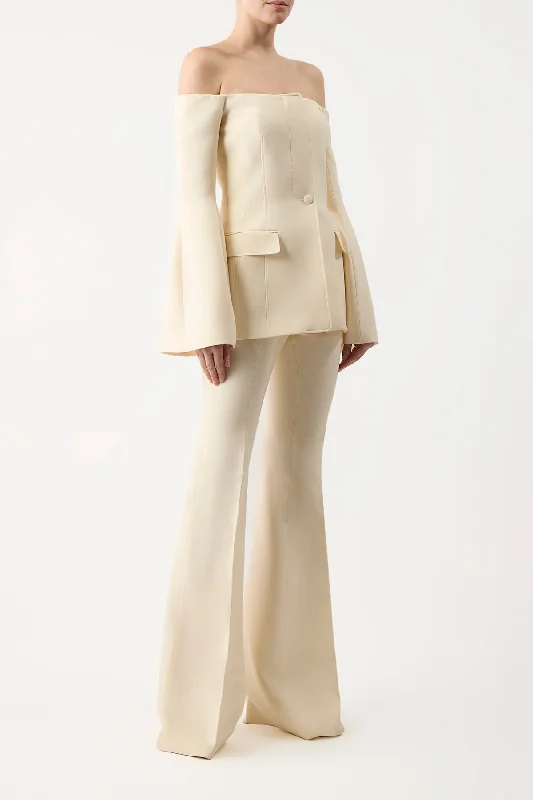 Ambrose Jacket in Ivory Wool Silk Cady