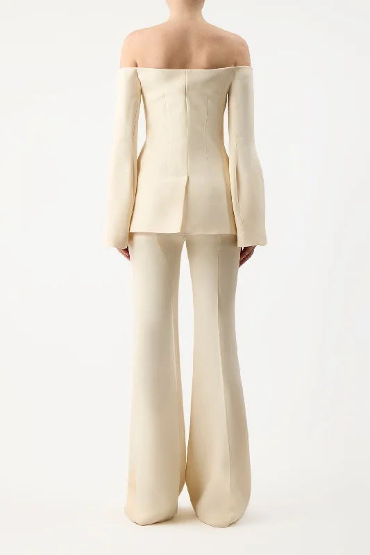 Ambrose Jacket in Ivory Wool Silk Cady