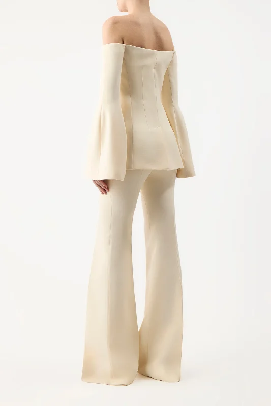 Ambrose Jacket in Ivory Wool Silk Cady