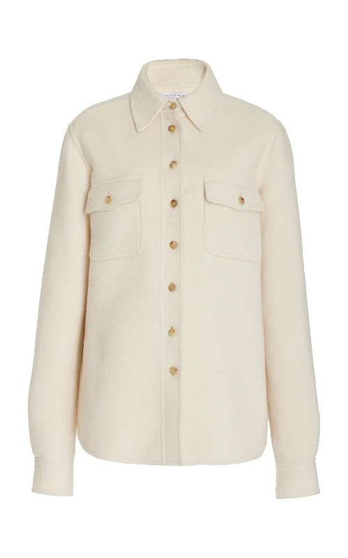 John Austin Shirt in Ivory Double-Face Recycled Cashmere Felt