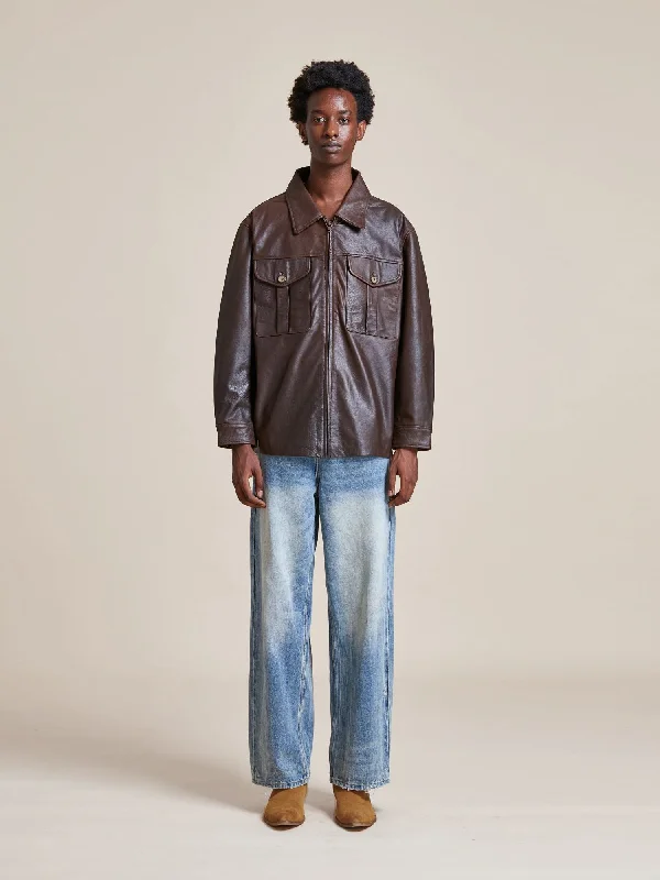 Sepia Leather Overshirt