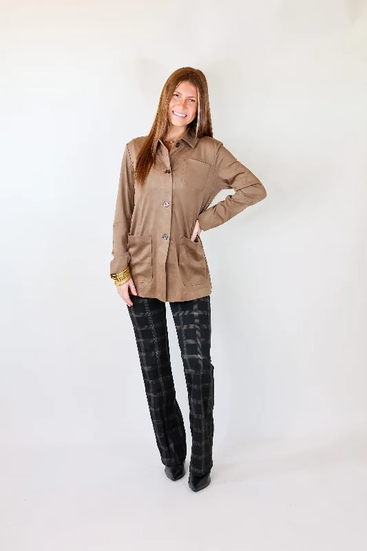 Lyssé | Abigail Suede Button Up Jacket in Chestnut Brown