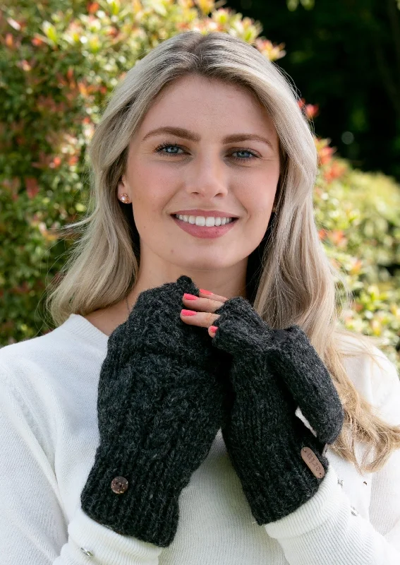 Aran Cable Hunter Gloves | Charcoal