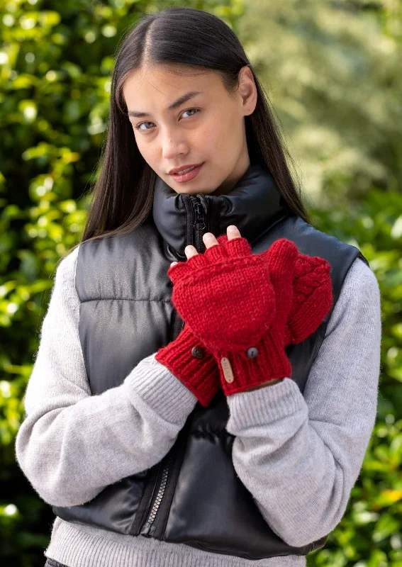 Aran Cable Hunter Gloves | Red