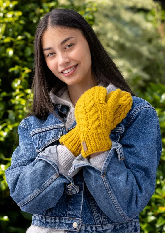 Aran Cable Mittens | Sunflower