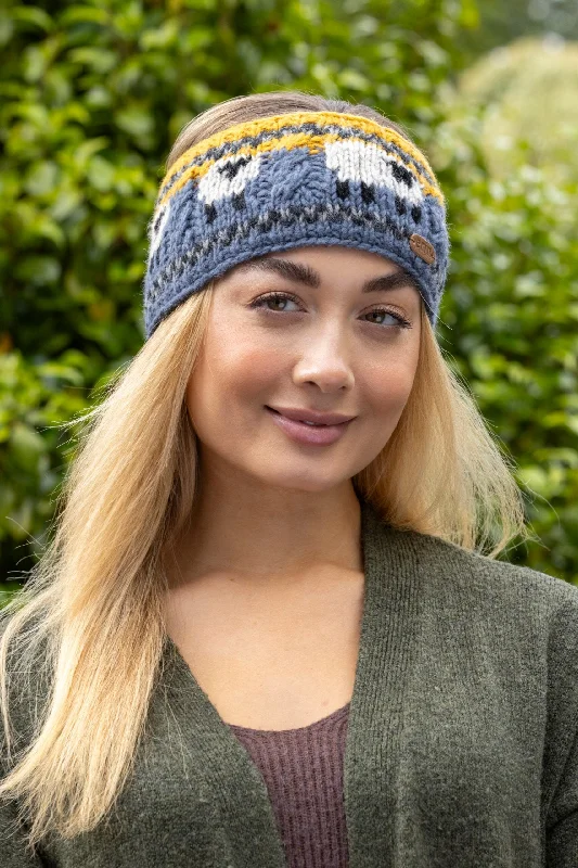 Aran Sheep Headband | Blue & Yellow