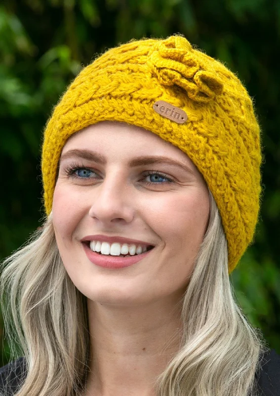 Aran Trellis Flower Hat | Sunflower