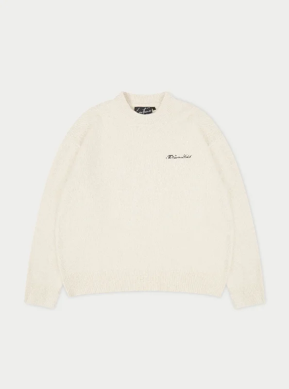 COUTURE SCRIPT KNITTED CREW - OFF WHITE