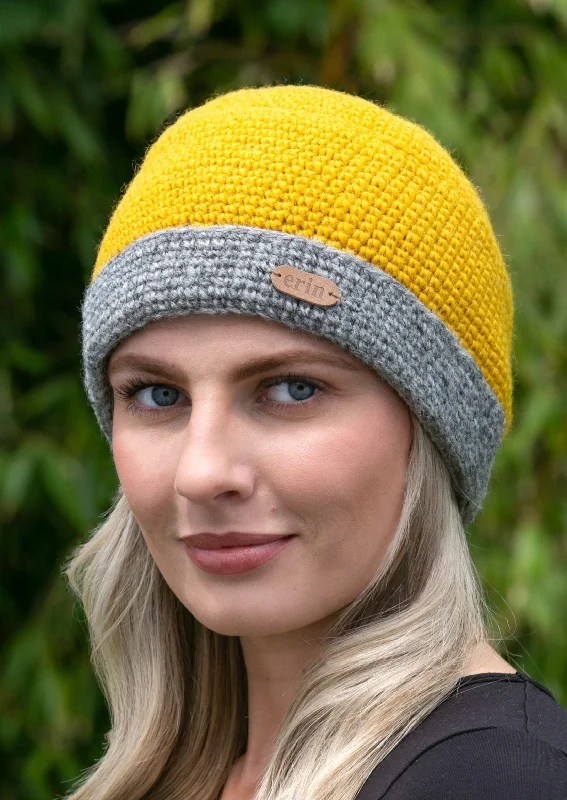 Crochet Turn up Hat | Yellow