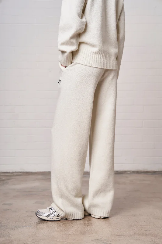 FLUFFY EMBLEM EMBROIDERED JOGGER - OFF WHITE