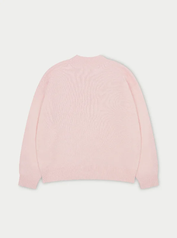 FLUFFY EMBLEM KNITTED CREW - PINK