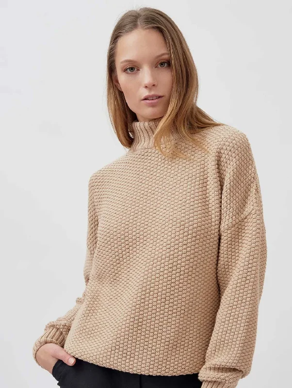 Knitted Organic Cotton Rice Cubes Rollneck Jumper | Multiple Colours