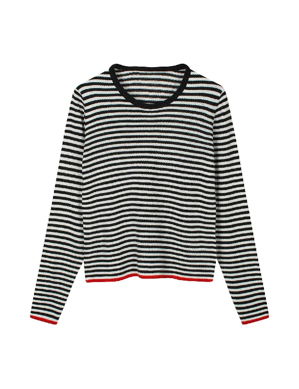 One Stripe Ellis Knit, Black/Ecru