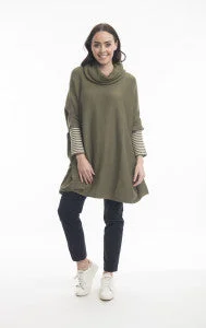 Orientique Cotton Poncho Style Top (Navy or Olive)