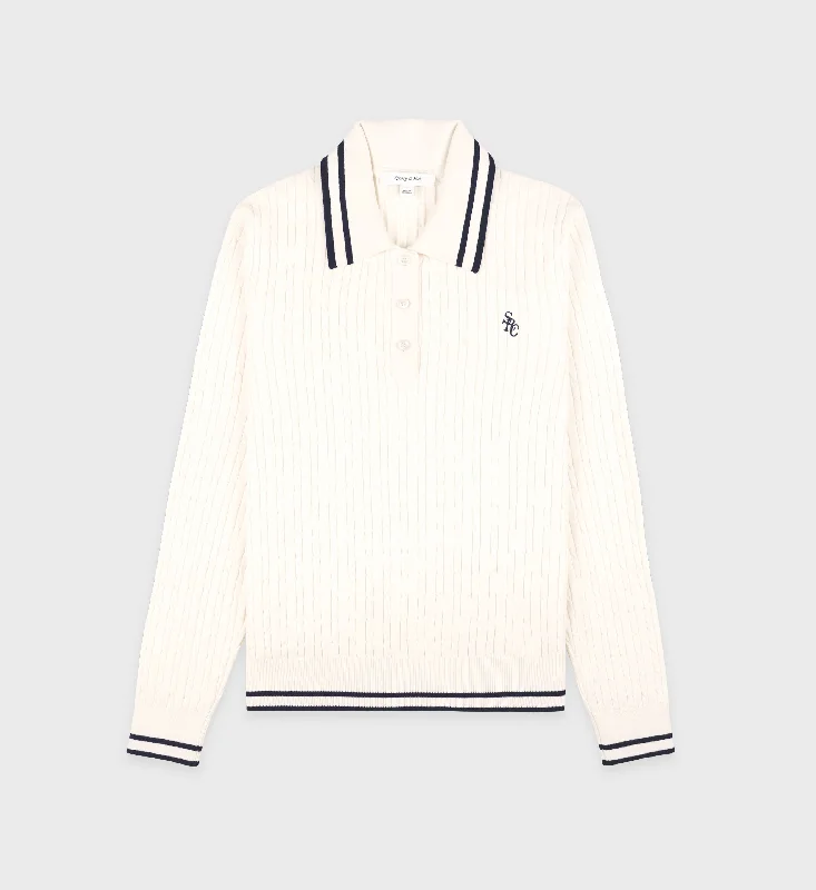 SRC Cableknit Polo - Cream/Navy