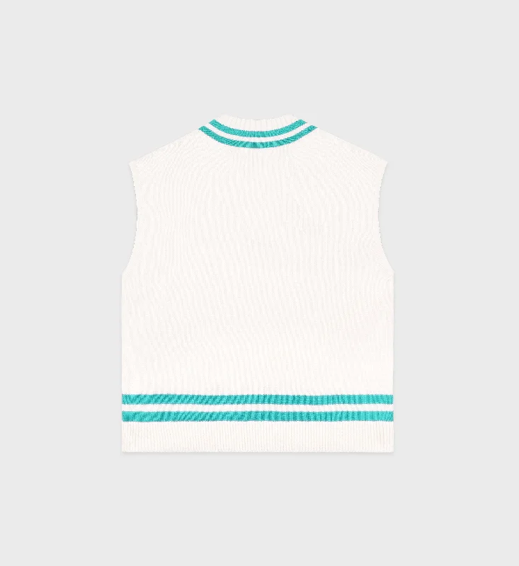 SRC Cableknit Vest - Off White/Caribbean