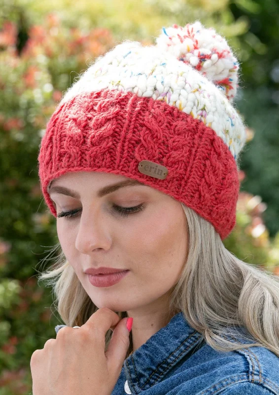 Wool Bobble Flecked Raspberry Hat