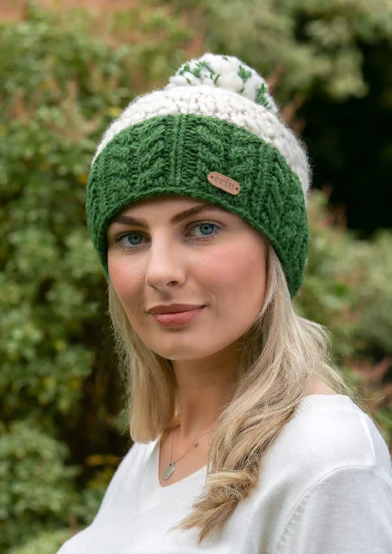 Wool Bobble Hat Green | Clearance