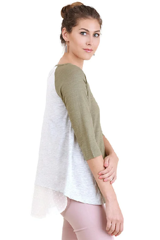 Boat Neck Raglan Sleeve Top, Sage